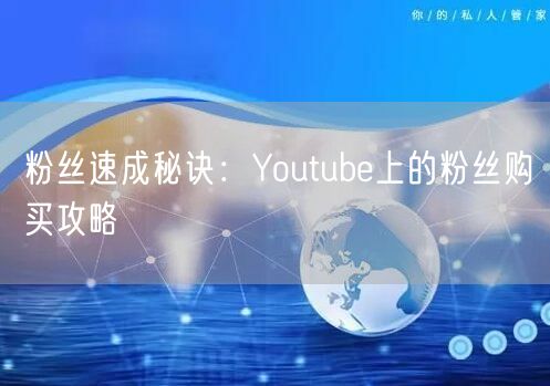 粉丝速成秘诀:Youtube上的粉丝购买攻略