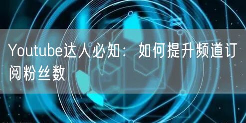 Youtube达人必知:如何提升频道订阅粉丝数