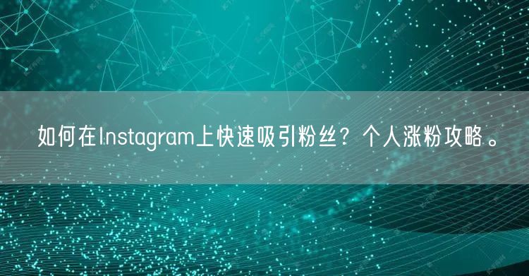 如何在Instagram上快速吸引粉丝?个人涨粉攻略。