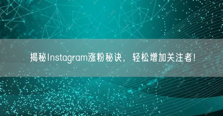 揭秘Instagram涨粉秘诀,轻松增加关注者!