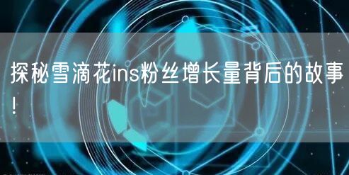 探秘雪滴花ins粉丝增长量背后的故事!