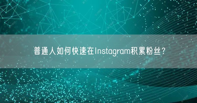 普通人如何快速在Instagram积累粉丝?