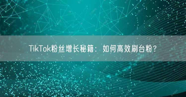 TikTok粉丝增长秘籍:如何高效刷台粉?