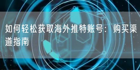 如何轻松获取海外推特账号:购买渠道指南