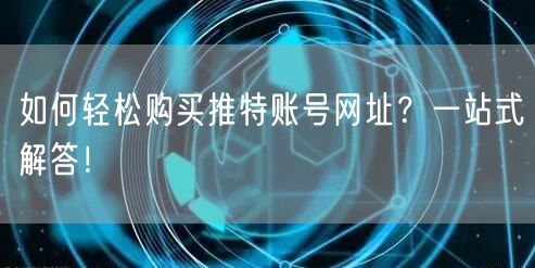 如何轻松购买推特账号网址?一站式解答!