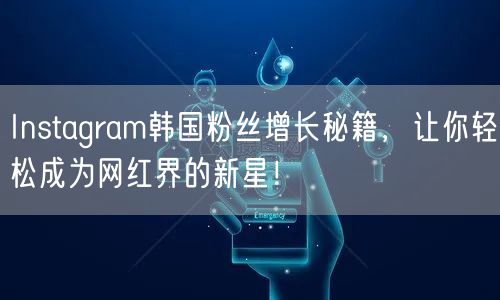 Instagram韩国粉丝增长秘籍,让你轻松成为网红界的新星!