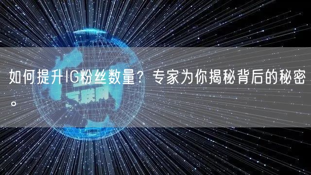 如何提升IG粉丝数量?专家为你揭秘背后的秘密。