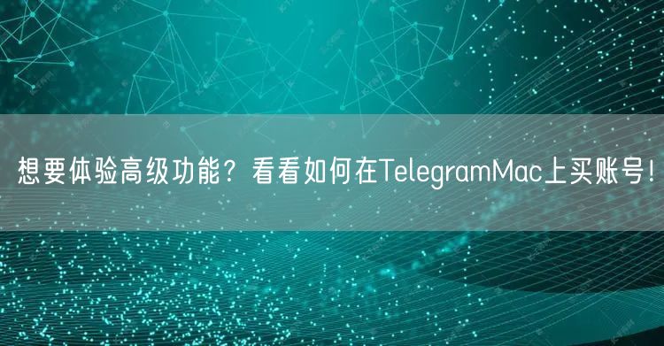 想要体验高级功能?看看如何在TelegramMac上买账号!