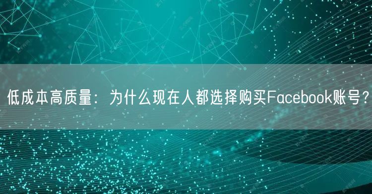 低成本高质量：为什么现在人都选择购买Facebook账号？