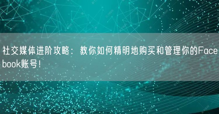 社交媒体进阶攻略：教你如何精明地购买和管理你的Facebook账号！