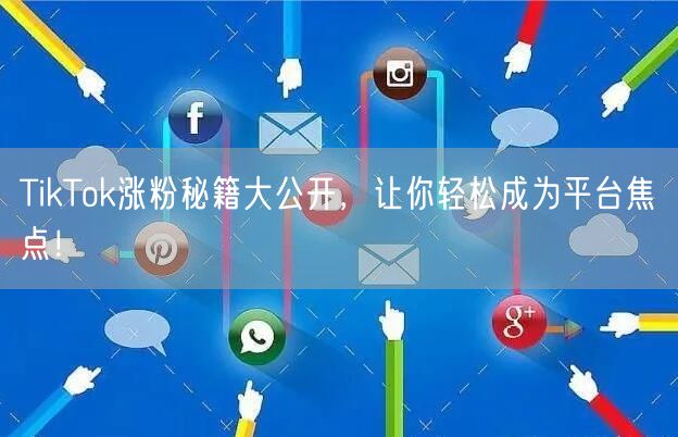 TikTok涨粉秘籍大公开，让你轻松成为平台焦点！