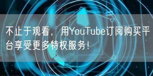 不止于观看,用YouTube订阅购买平台享受更多特权服务!