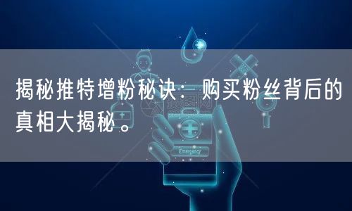 揭秘推特增粉秘诀:购买粉丝背后的真相大揭秘。