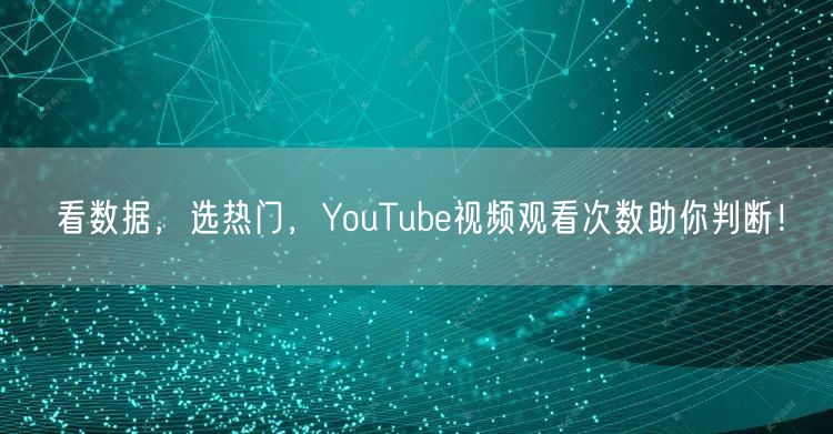 看数据，选热门，YouTube视频观看次数助你判断！